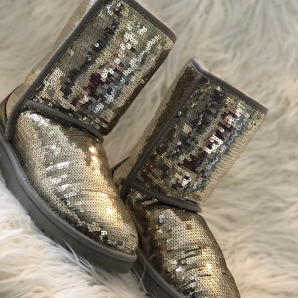 Silver sequin uggs